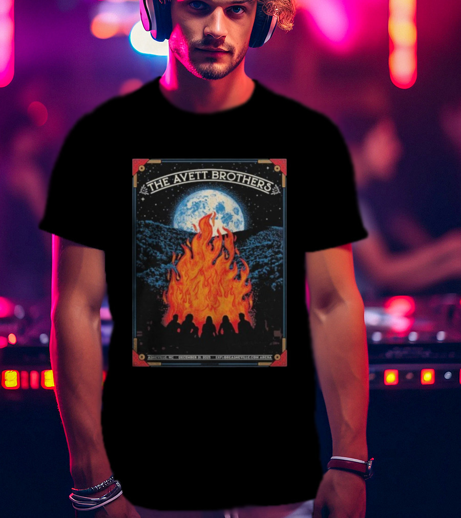 Avett Brothers Asheville NC Arena December 31 2025 Event Moon And Fire T-Shirt