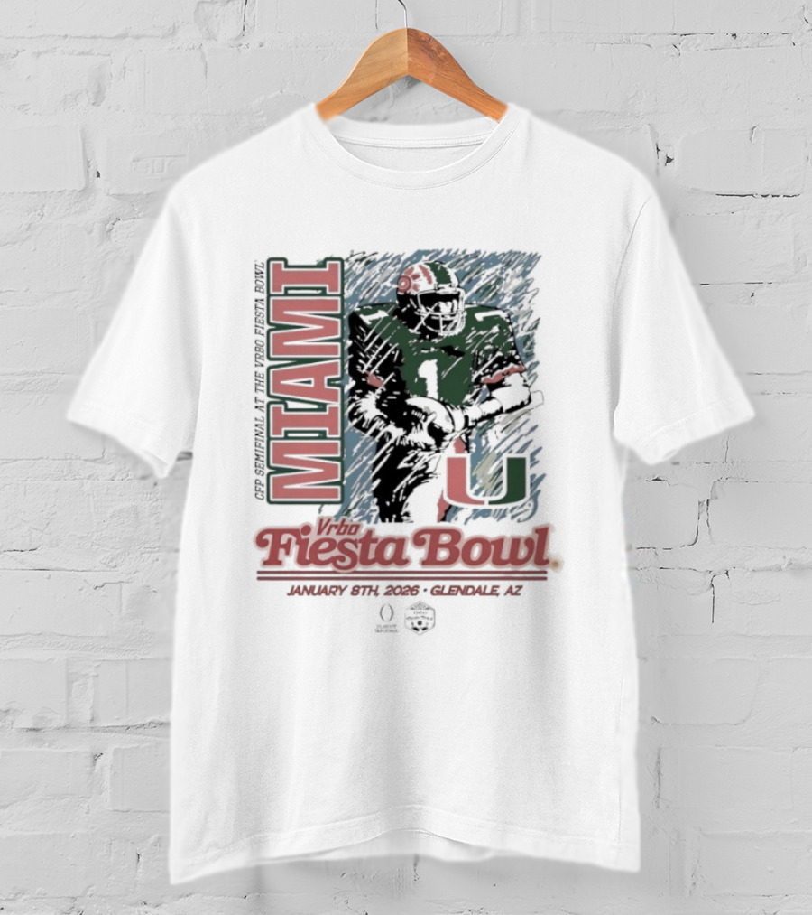 Miami Hurricanes Fiesta Bowl Glendale AZ December 31 2026 T-Shirt