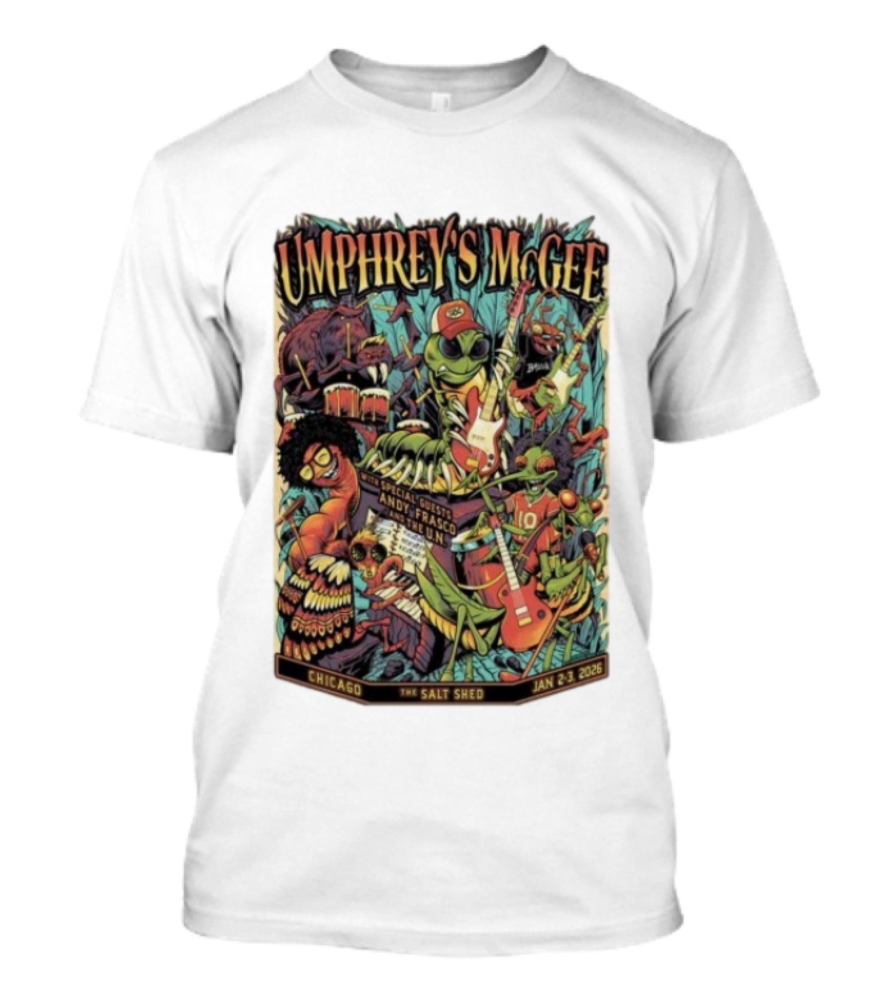 Umphrey's McGee Special Guests Andy Frasco Salt Shed Chicago Jan 2 3 2026 T-Shirt