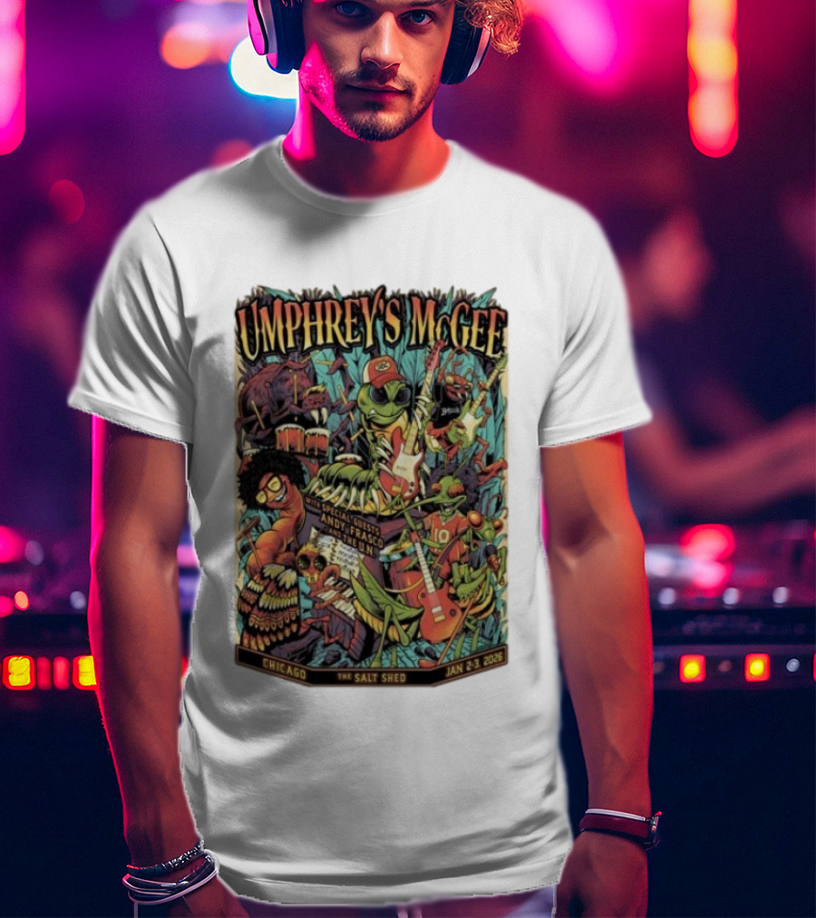 Umphrey's McGee Special Guests Andy Frasco Salt Shed Chicago Jan 2 3 2026 T-Shirt