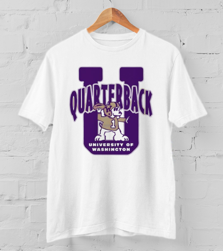 University Of Washington Huskies Quarterback U Mascot Football T-Shirt