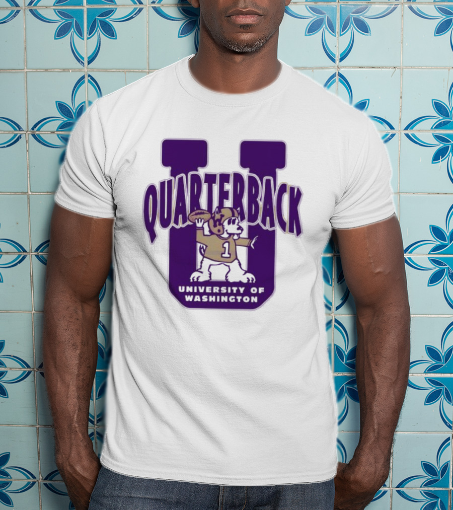 University Of Washington Huskies Quarterback U Mascot Football T-Shirt