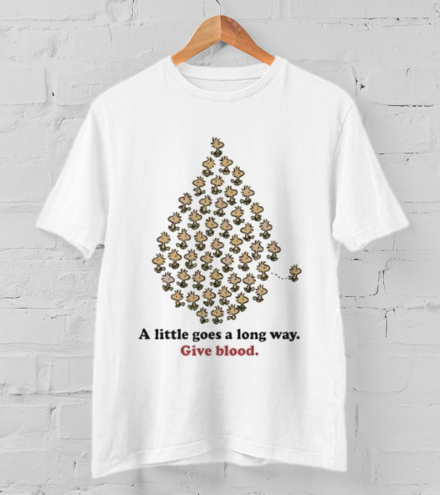 Woodstock A Little Goes A Long Way Give Blood Droplet With Birds T-Shirt