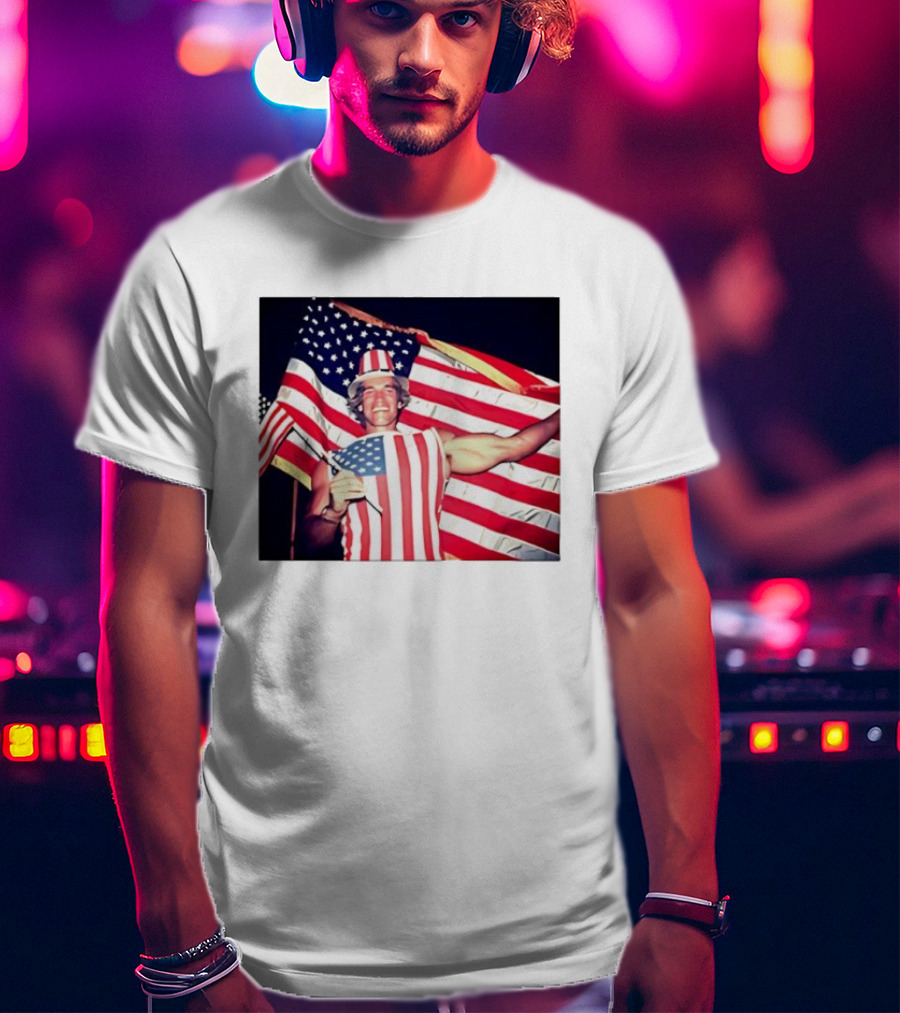 Arnold Schwarzenegger 1983 US Citizenship American Flag Celebration T-Shirt
