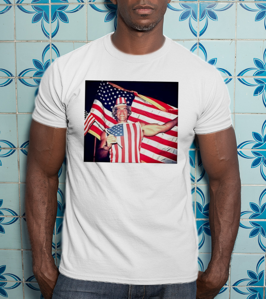Arnold Schwarzenegger 1983 US Citizenship American Flag Celebration T-Shirt