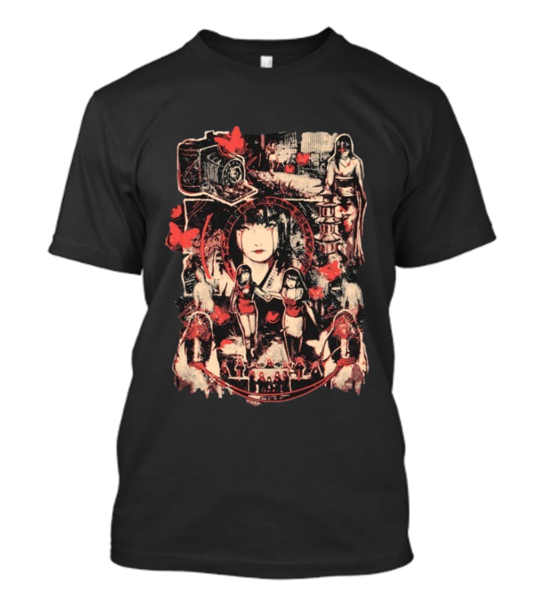 AGDQ 2026 Camera Obscura Horror Elements Red And Black Butterfly Motif T-Shirt