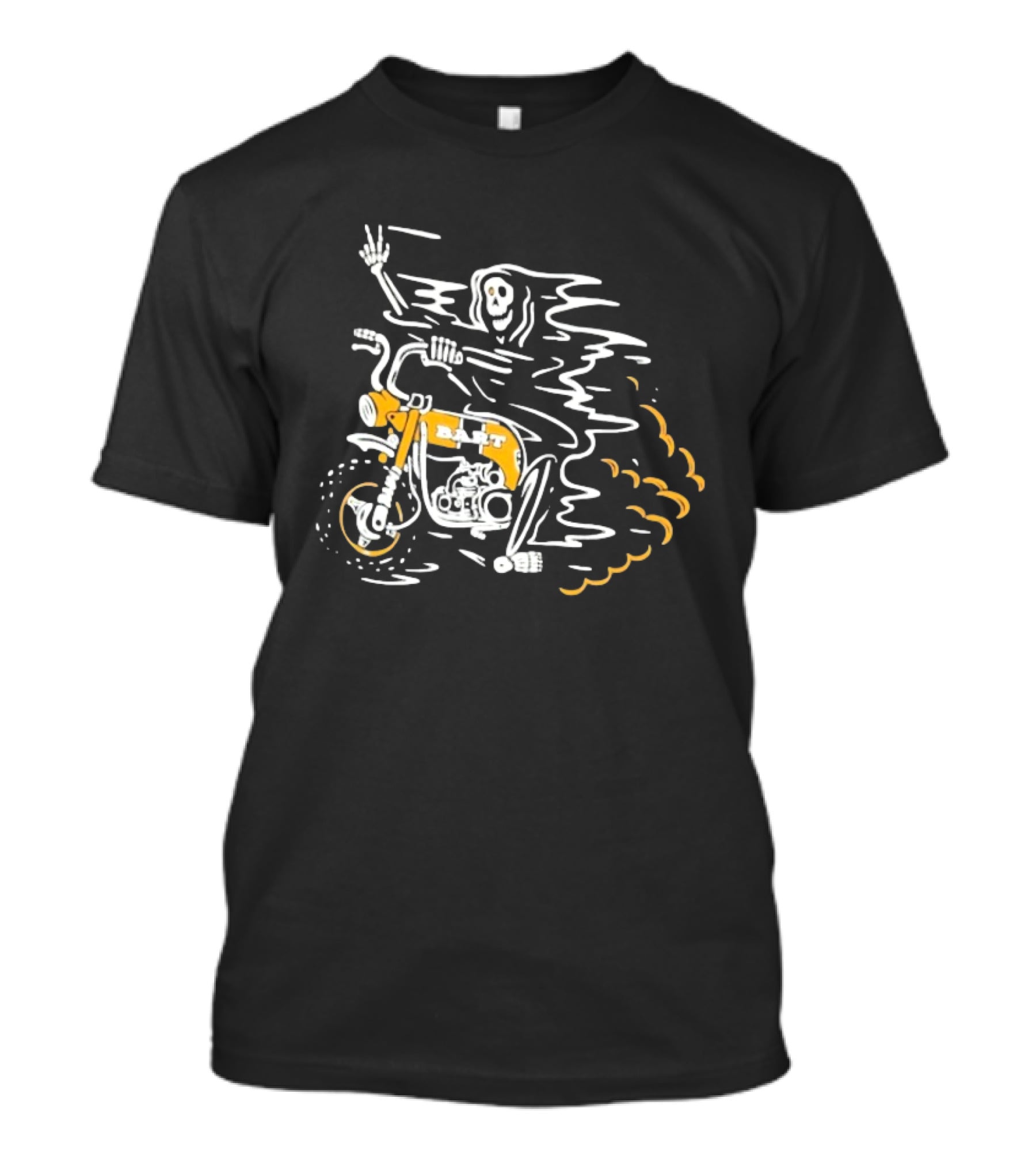Bart Moto Co Grim Reaper CT70 Motorcycle Skeleton Riding T-Shirt