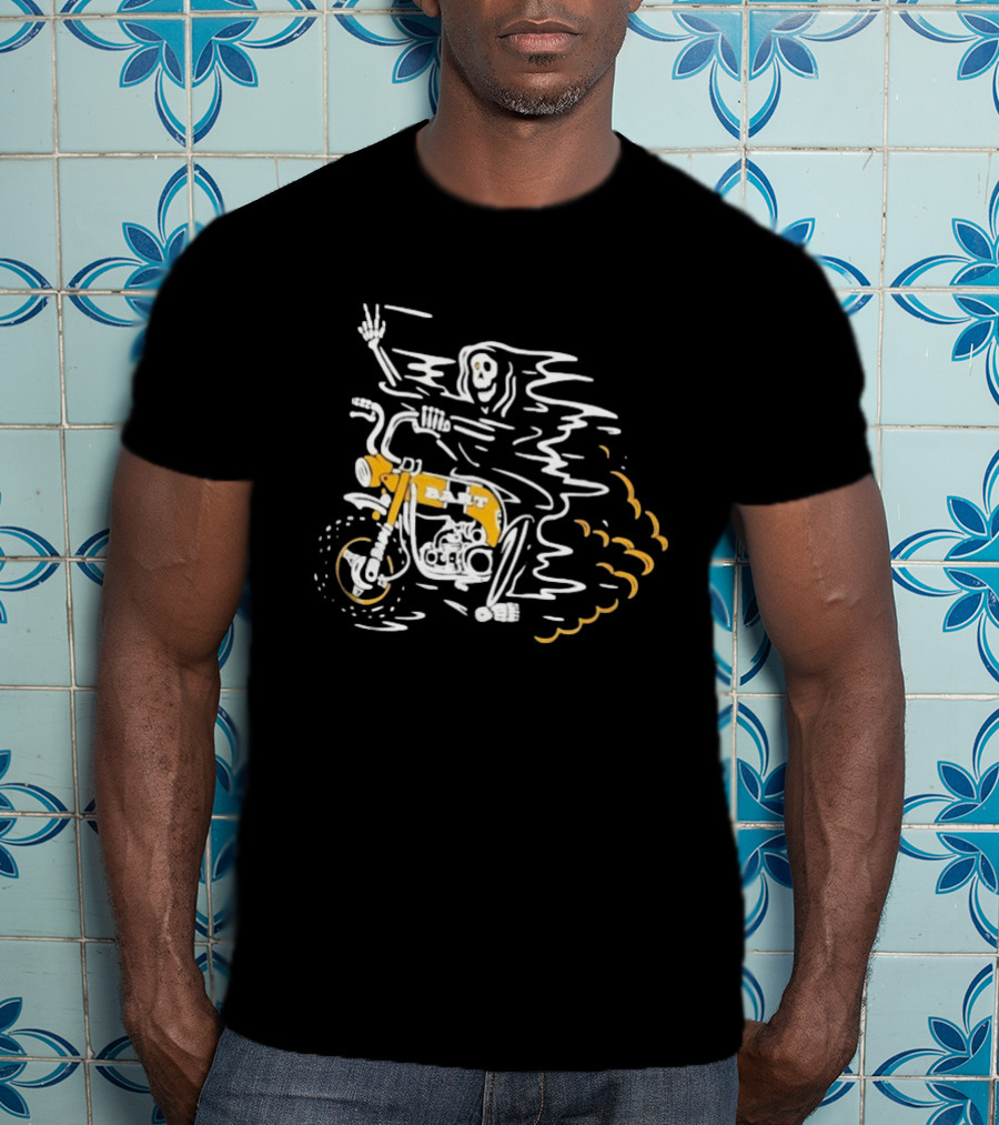 Bart Moto Co Grim Reaper CT70 Motorcycle Skeleton Riding T-Shirt