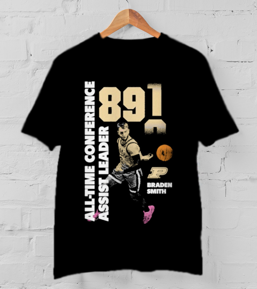 Braden Smith 891 All Time Conference Assist Leader Purdue Boilermakers T-Shirt