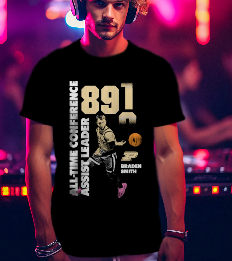 Braden Smith 891 All Time Conference Assist Leader Purdue Boilermakers T-Shirt