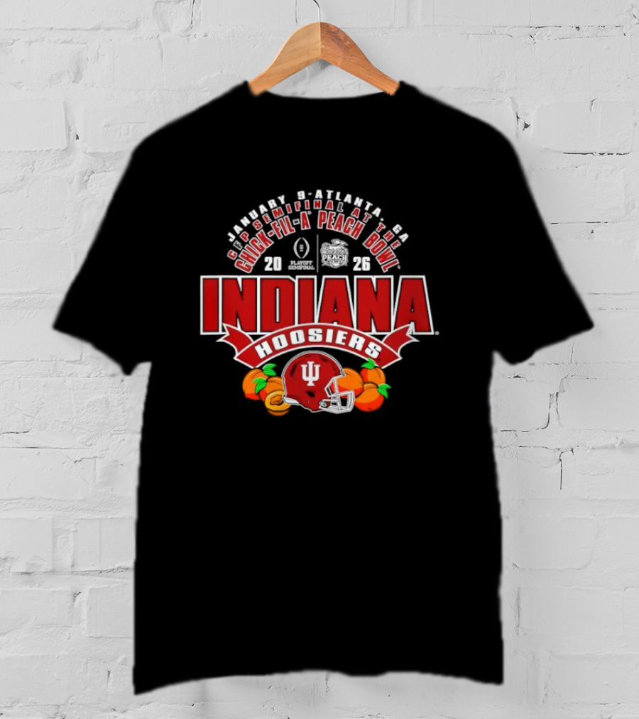 Indiana Hoosiers CFP Semifinal Chick Fil A Peach Bowl 2026 Helmet Orange Football T-Shirt