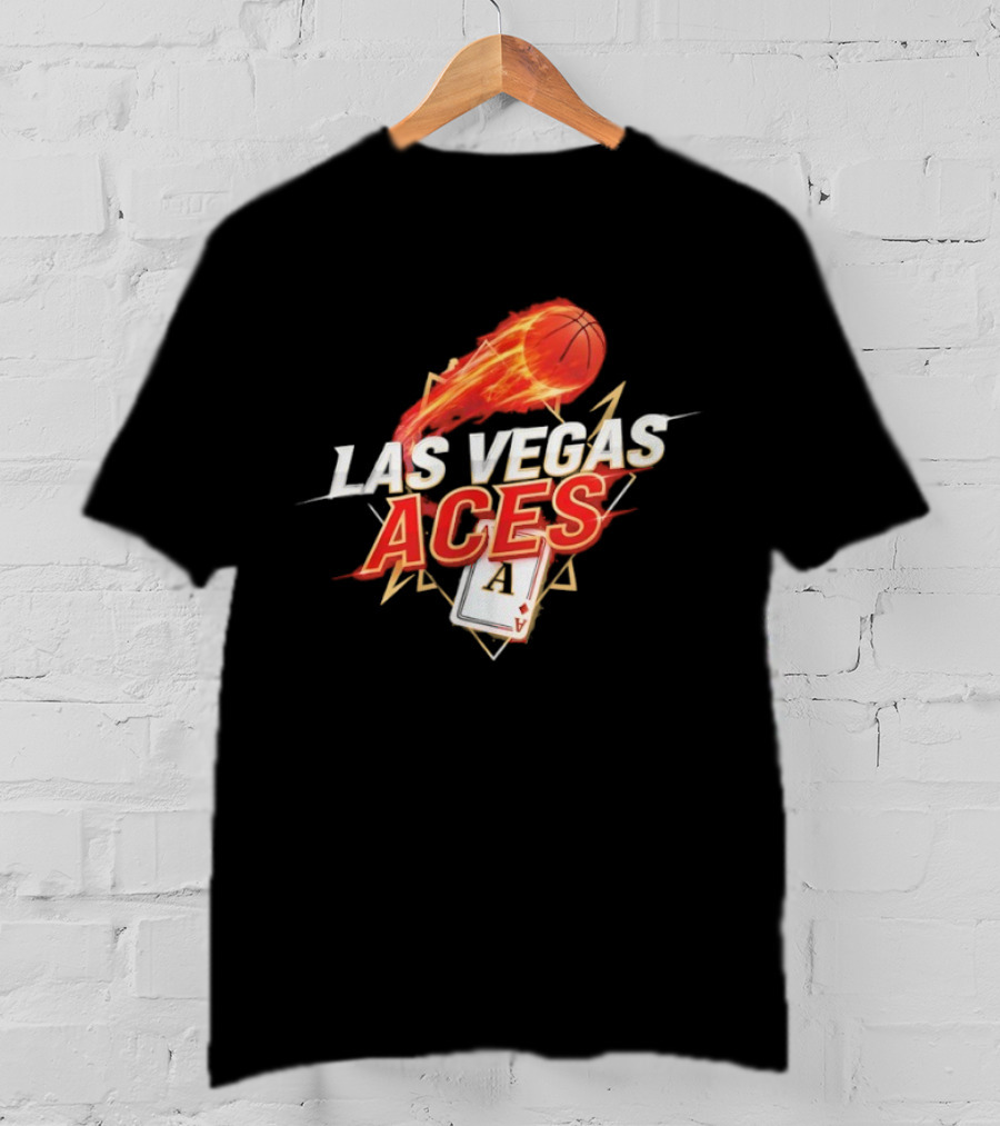 Las Vegas Aces Basketball Flaming Ball Ace Card WNBA T-Shirt