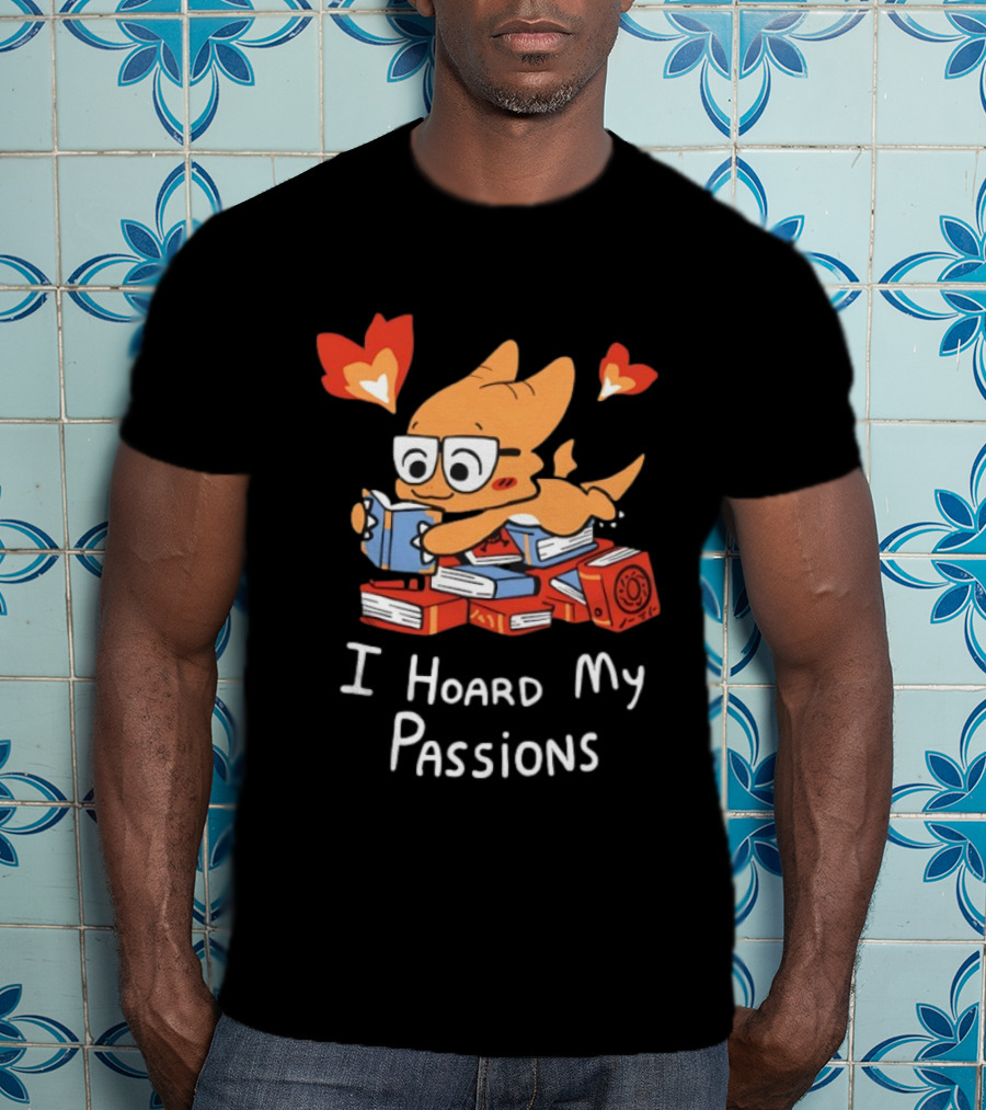 Dragon With Glasses Reading Books I Hoard My Passions Cute T-Shirt
