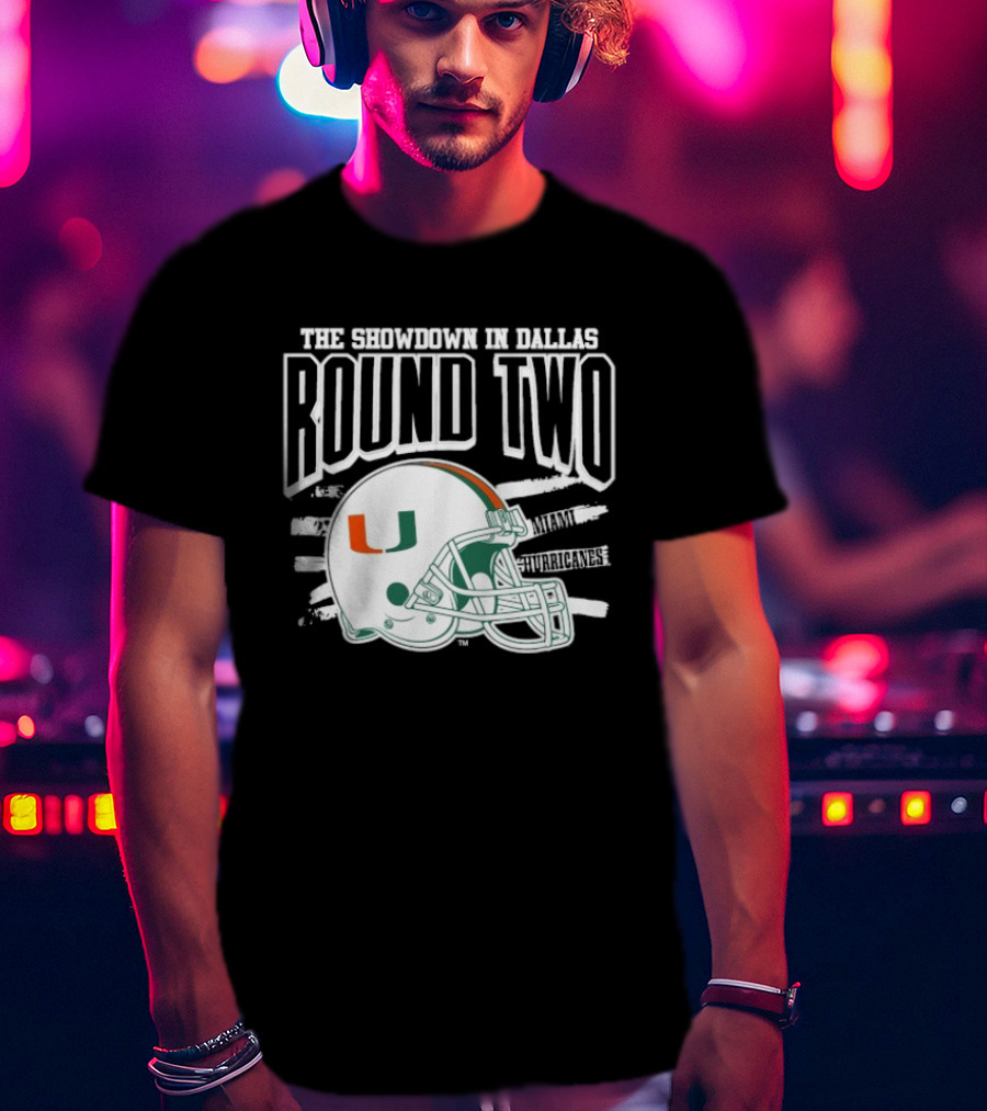 Miami Hurricanes Helmet The Showdown In Dallas Round Two T-Shirt