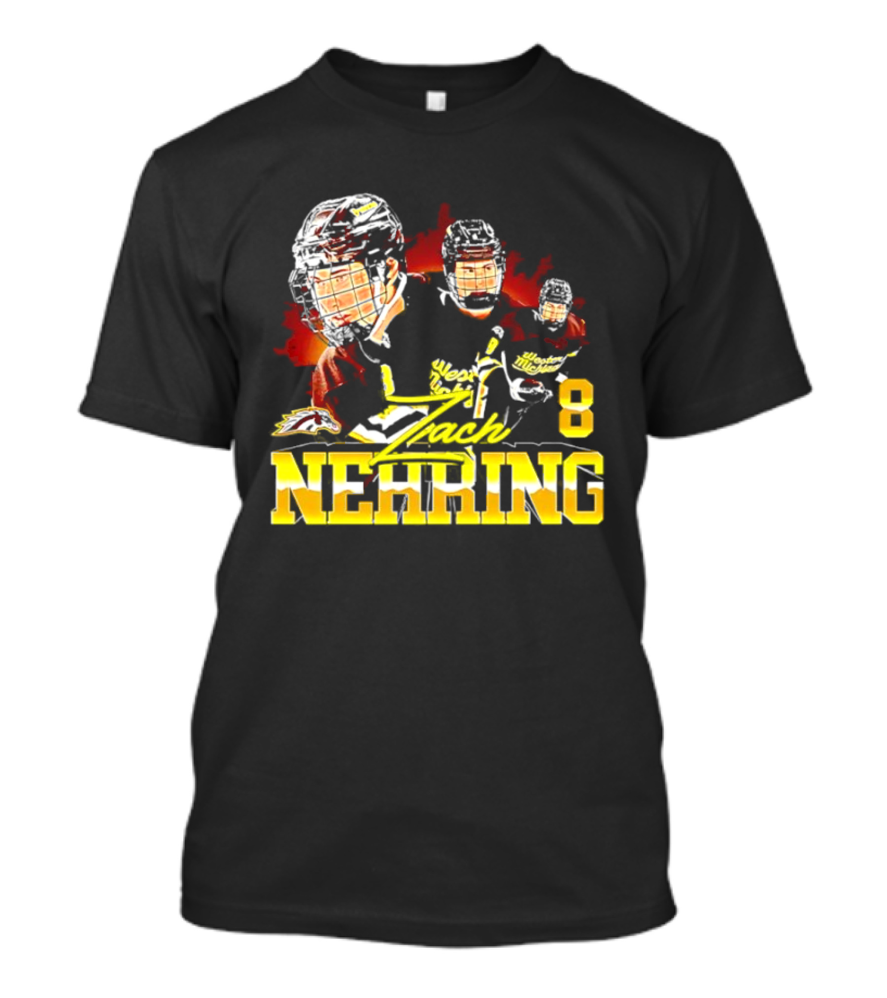 Western Michigan Broncos Men's Ice Hockey Zach Nehring 8 NCAA T-Shirt