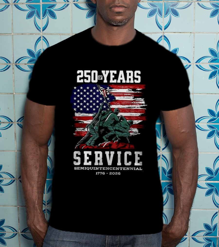 250 Years Service America Anniversary Semiquincentennial US Flag 1776 2026 T-Shirt
