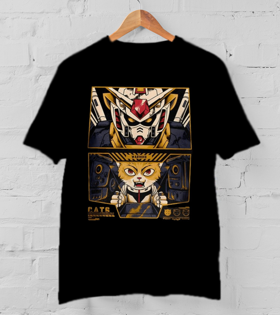 Amuro The Cat RX 78 2 Gundam Anime Warning Cats Play Grumpy Meows T-Shirt