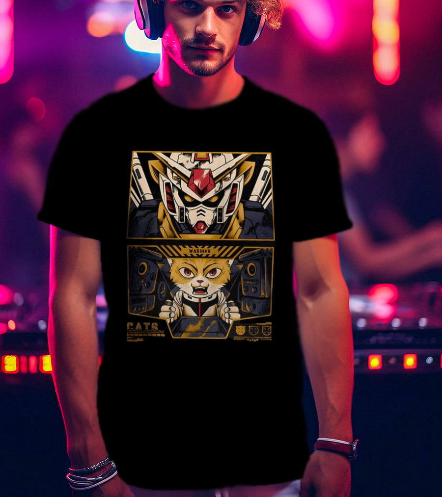 Amuro The Cat RX 78 2 Gundam Anime Warning Cats Play Grumpy Meows T-Shirt