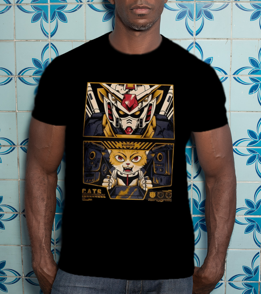 Amuro The Cat RX 78 2 Gundam Anime Warning Cats Play Grumpy Meows T-Shirt