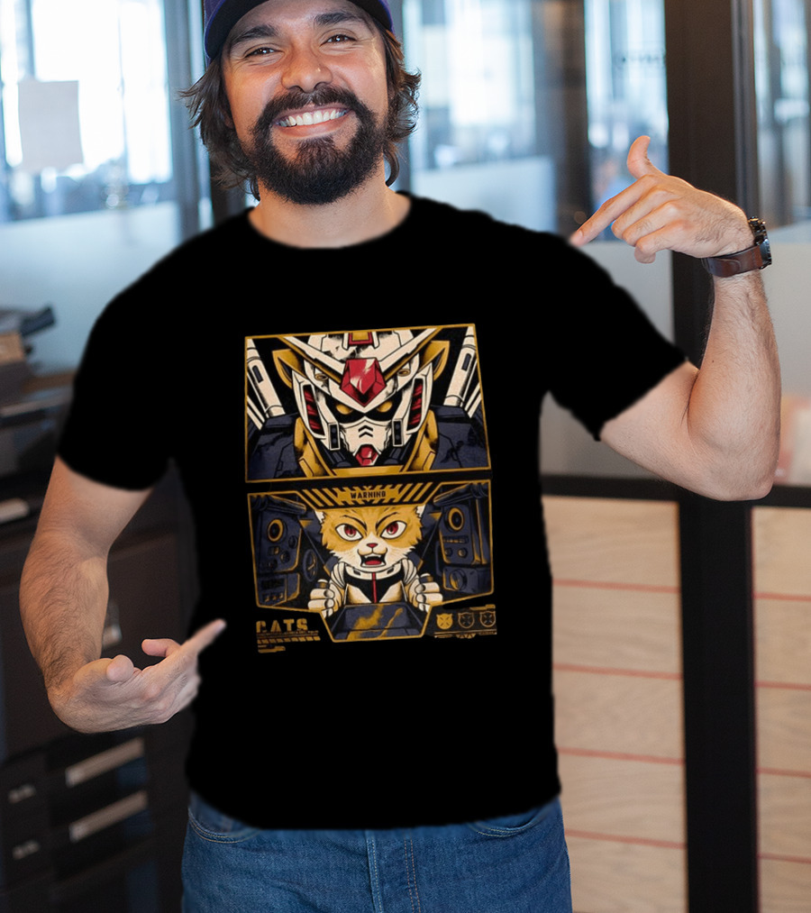 Amuro The Cat RX 78 2 Gundam Anime Warning Cats Play Grumpy Meows T-Shirt