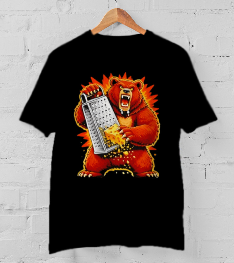 Angry Bear Grating Cheese Grater Hater Fierce Cheese Grating Bear T-Shirt