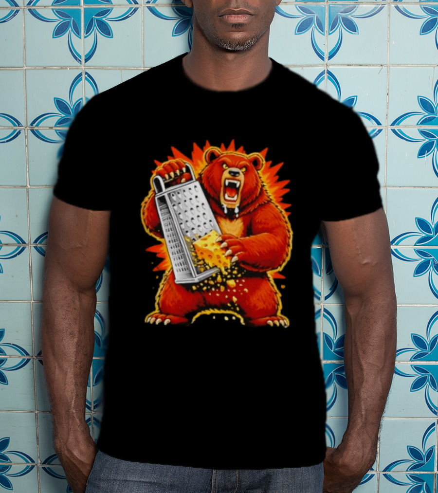 Angry Bear Grating Cheese Grater Hater Fierce Cheese Grating Bear T-Shirt