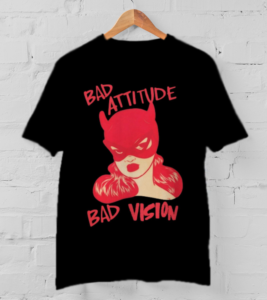 Bad Attitude Bad Vision HDZ Retro Comic Style Masked Woman T-Shirt