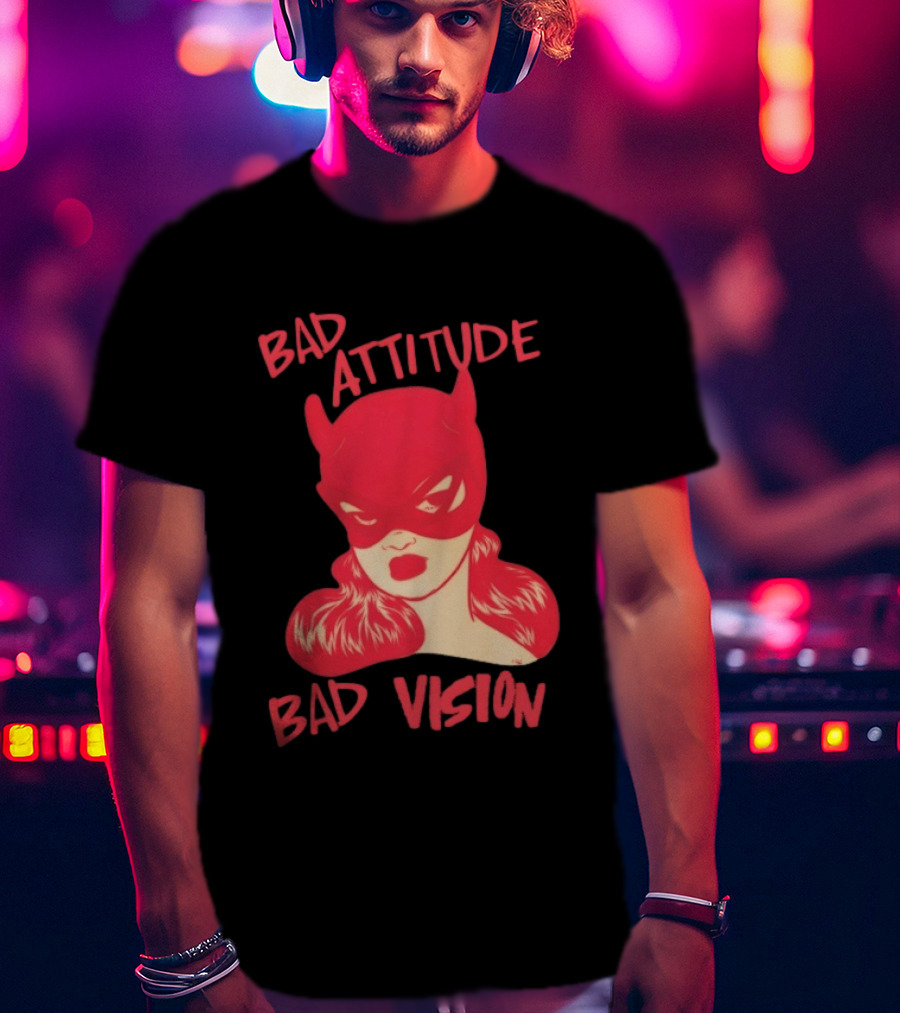 Bad Attitude Bad Vision HDZ Retro Comic Style Masked Woman T-Shirt