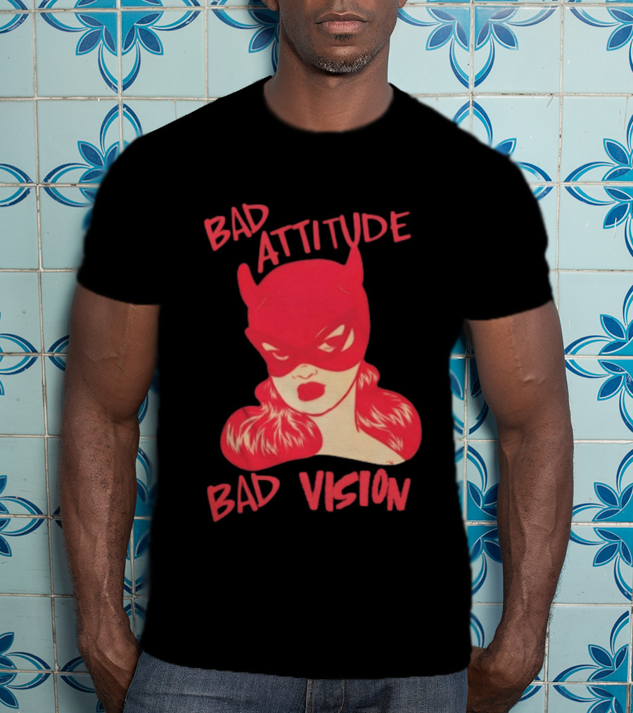 Bad Attitude Bad Vision HDZ Retro Comic Style Masked Woman T-Shirt