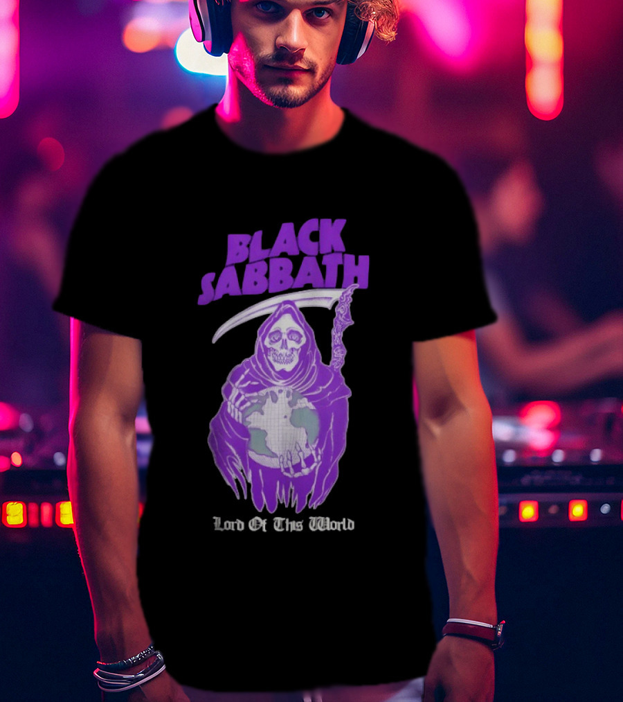 Black Sabbath Lord Of This World Grim Reaper Holding Earth T-Shirt