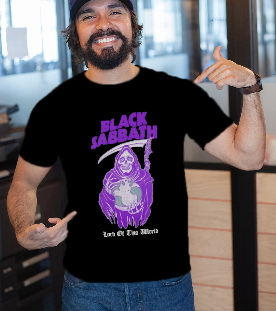 Black Sabbath Lord Of This World Grim Reaper Holding Earth T-Shirt