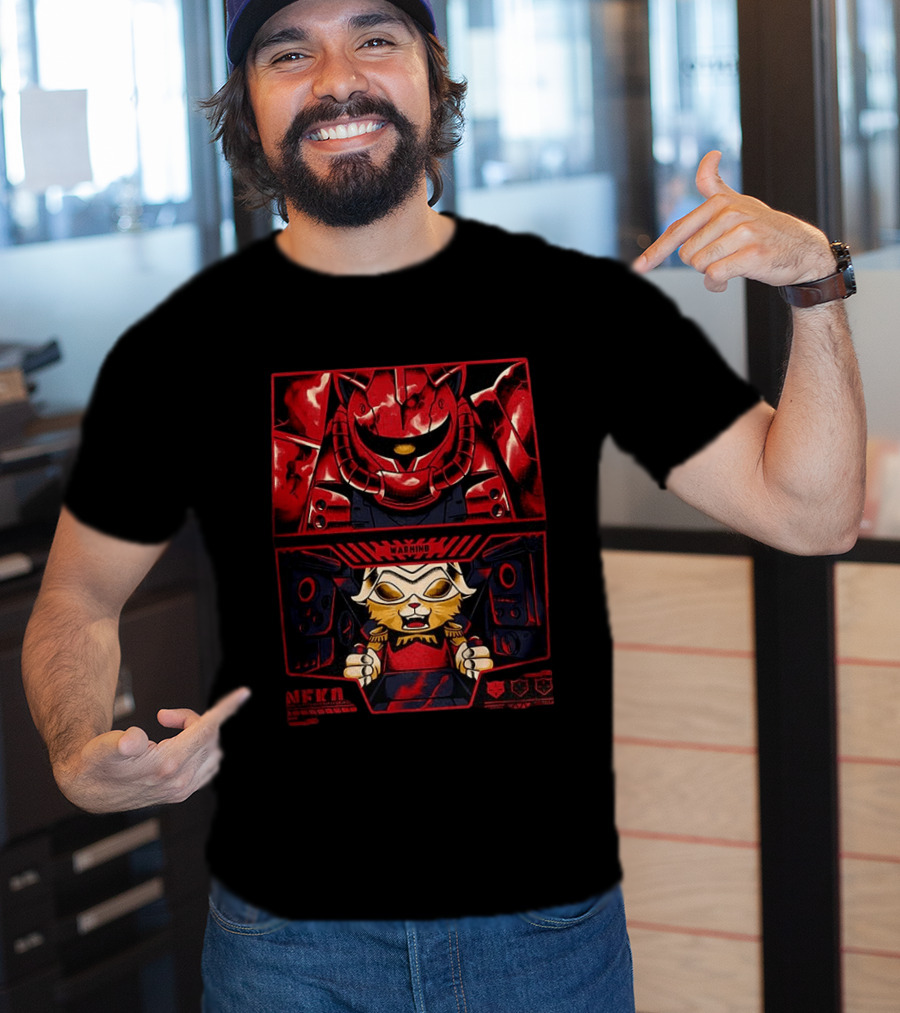 Zaku II Cat Aznable Char Aznable Gundam Anime Warning Meow T-Shirt