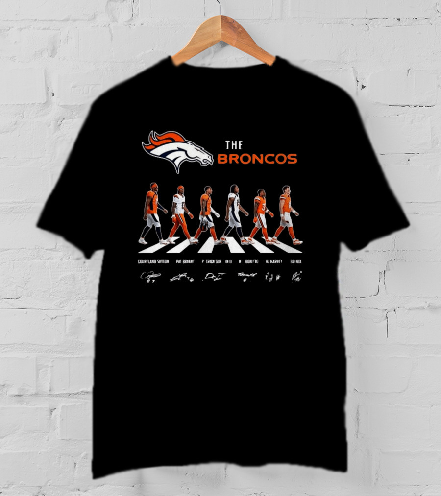Denver Broncos NFL Player Signatures Crosswalk Concept T-Shirt