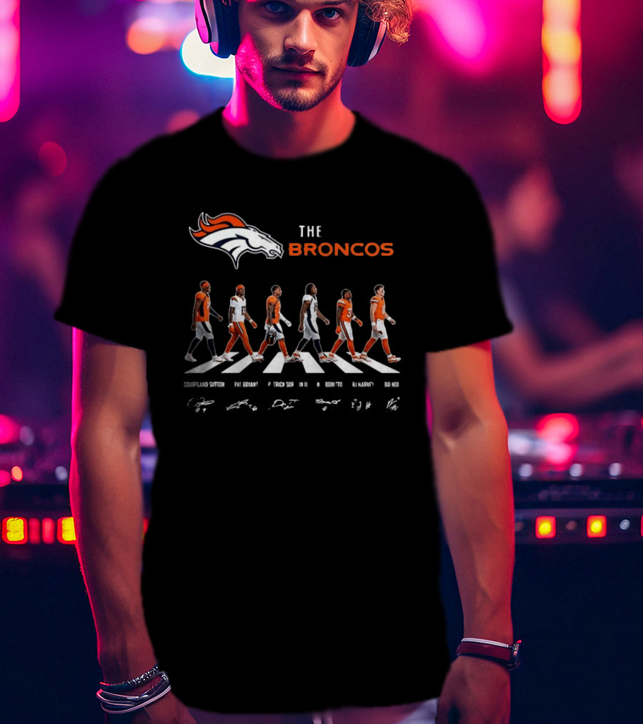 Denver Broncos NFL Player Signatures Crosswalk Concept T-Shirt