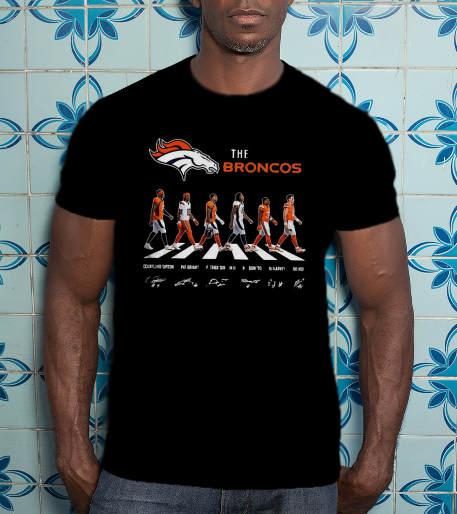 Denver Broncos NFL Player Signatures Crosswalk Concept T-Shirt