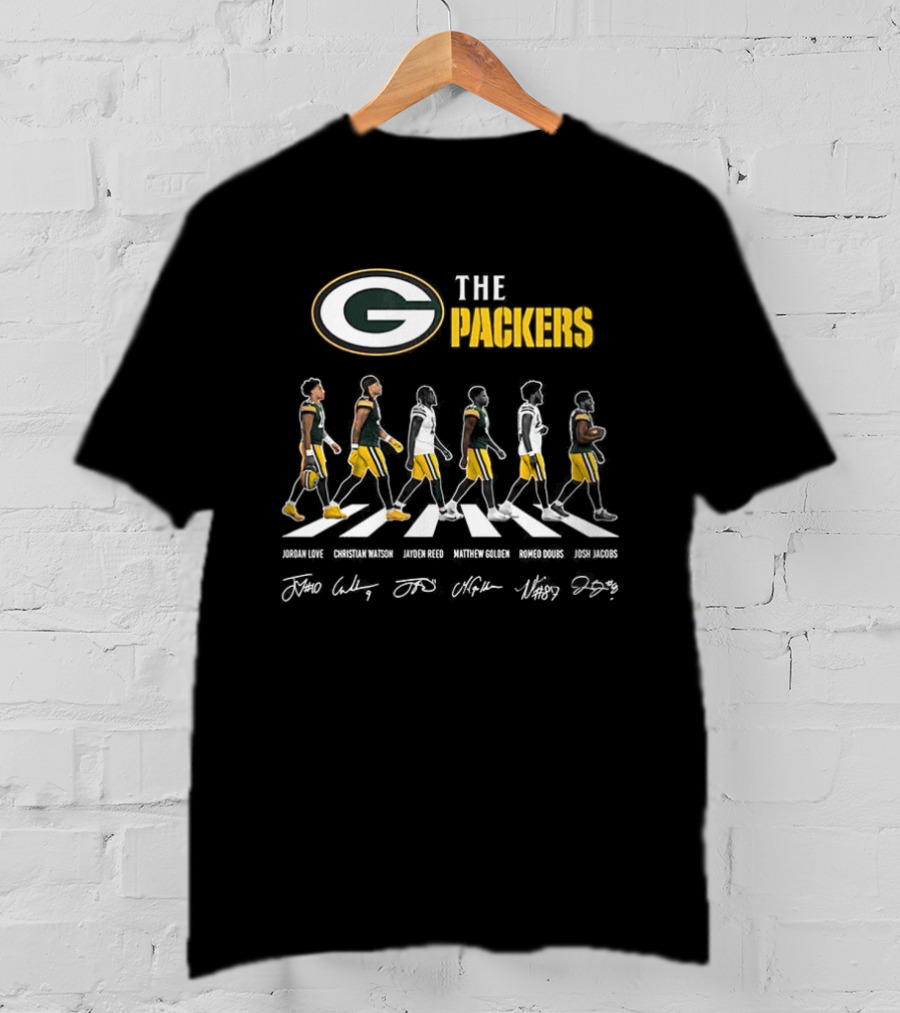 Packers NFL Players Abbey Road Parody Signatures T-Shirt