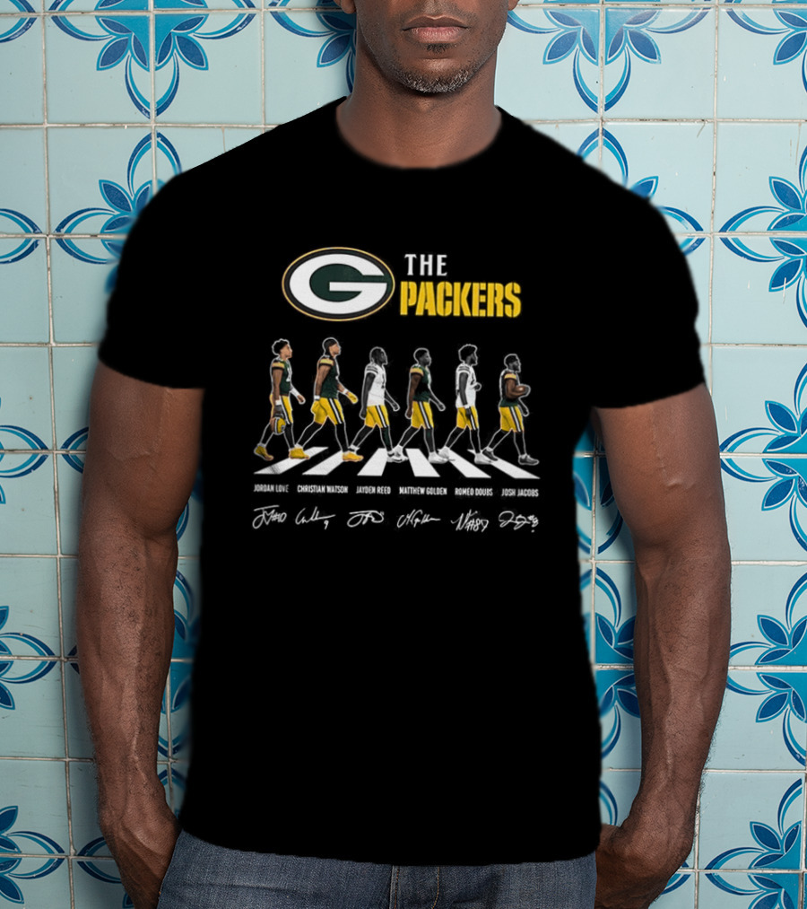 Packers NFL Players Abbey Road Parody Signatures T-Shirt