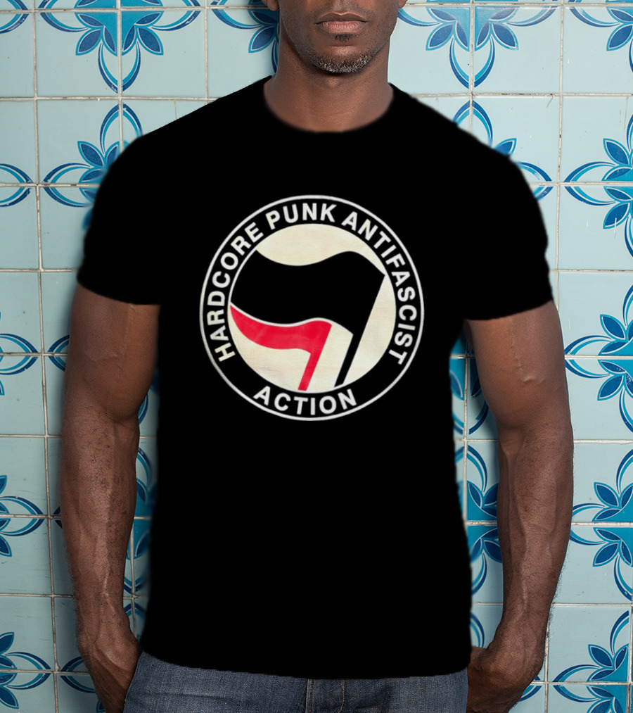 Hardcore Punk Antifascist Action Red Flag T-Shirt