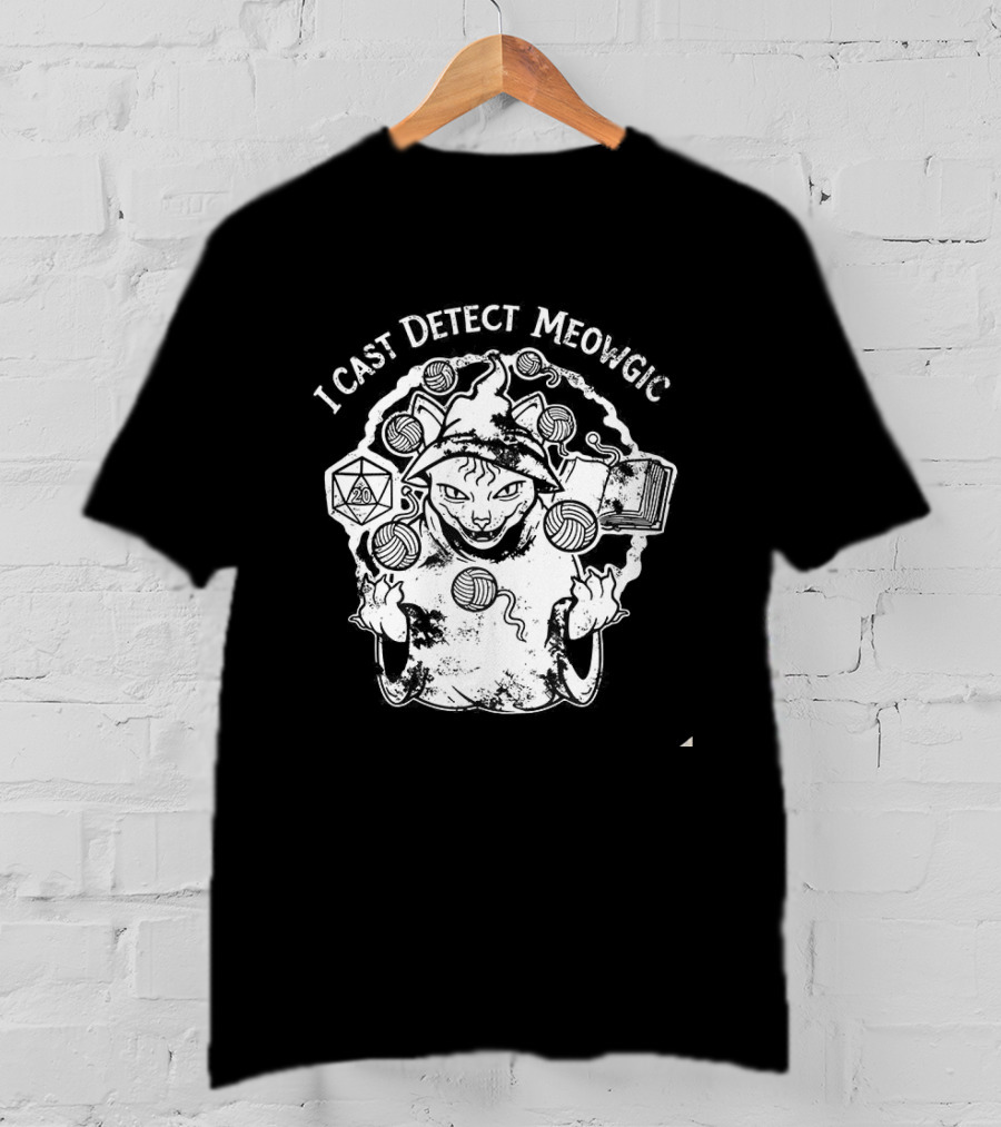 I Cast Detect Meowgic Dungeons And Dragons Dice Cat Fantasy Adventure T-Shirt