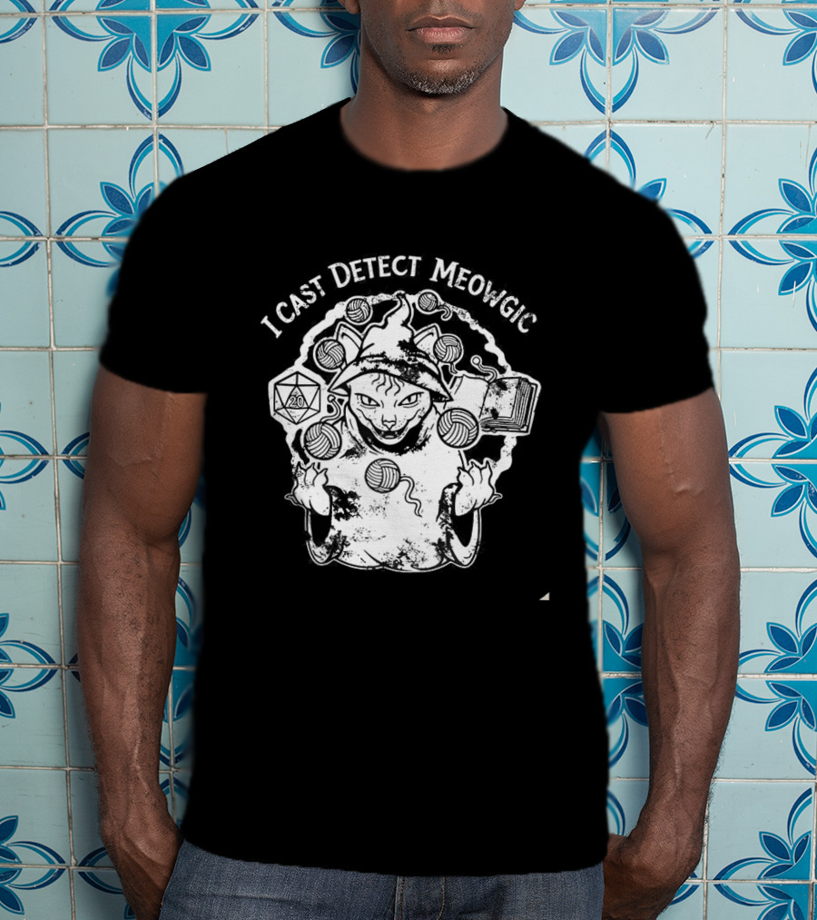 I Cast Detect Meowgic Dungeons And Dragons Dice Cat Fantasy Adventure T-Shirt