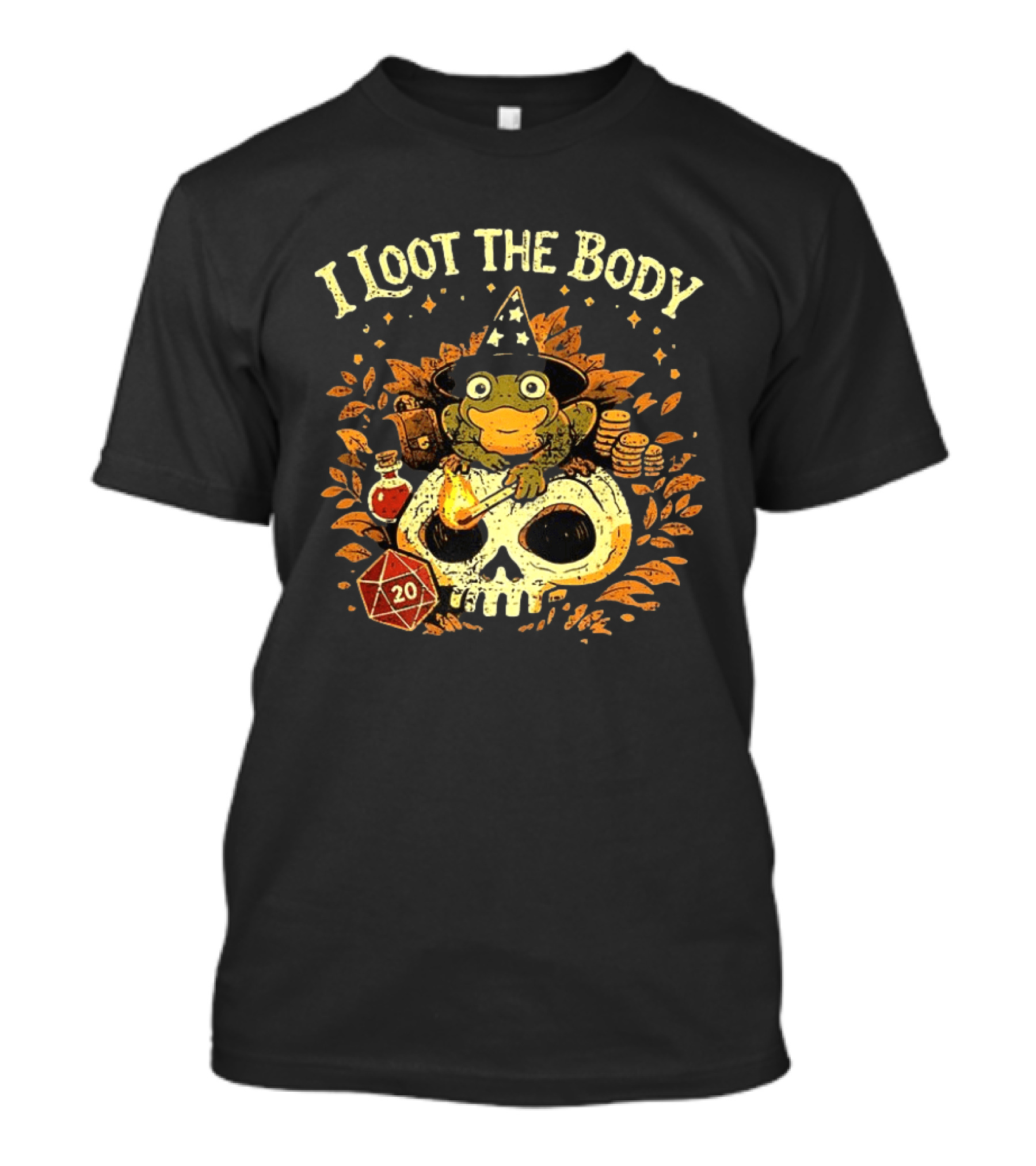 I Loot The Body Frog Wizard Dice Fantasy Adventure T-Shirt