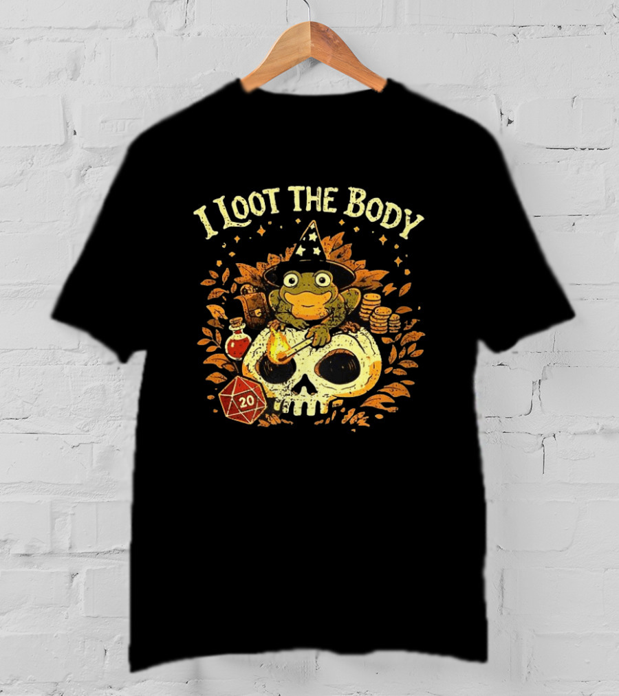 I Loot The Body Frog Wizard Dice Fantasy Adventure T-Shirt