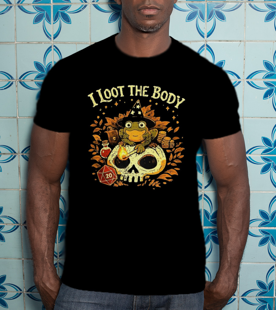 I Loot The Body Frog Wizard Dice Fantasy Adventure T-Shirt