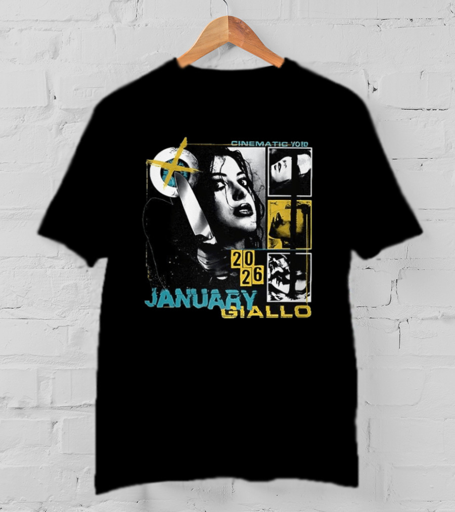 Cinematic Void January Giallo 2026 Knife Black And Yellow T-Shirt