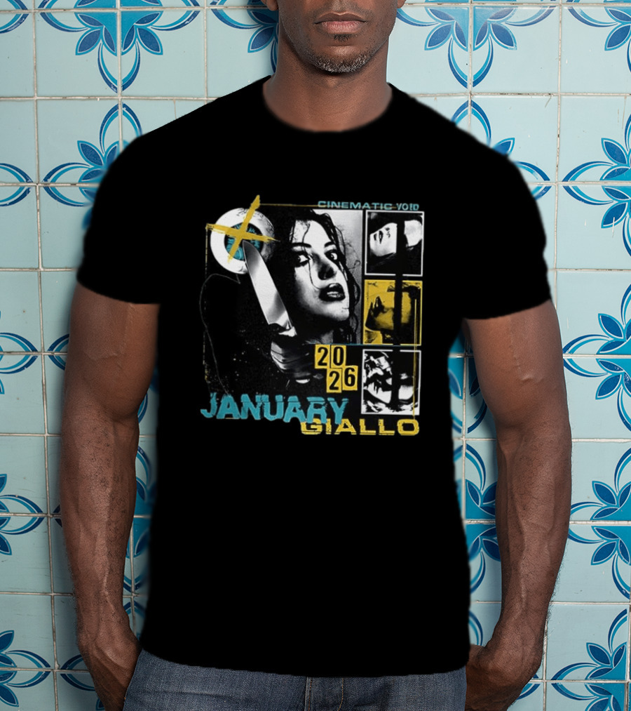 Cinematic Void January Giallo 2026 Knife Black And Yellow T-Shirt