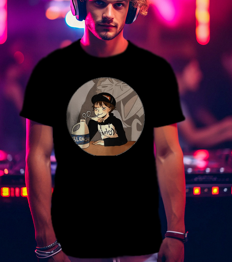 Leafy Hurley Drinking Bleach Meme Gaming Dark Light T-Shirt