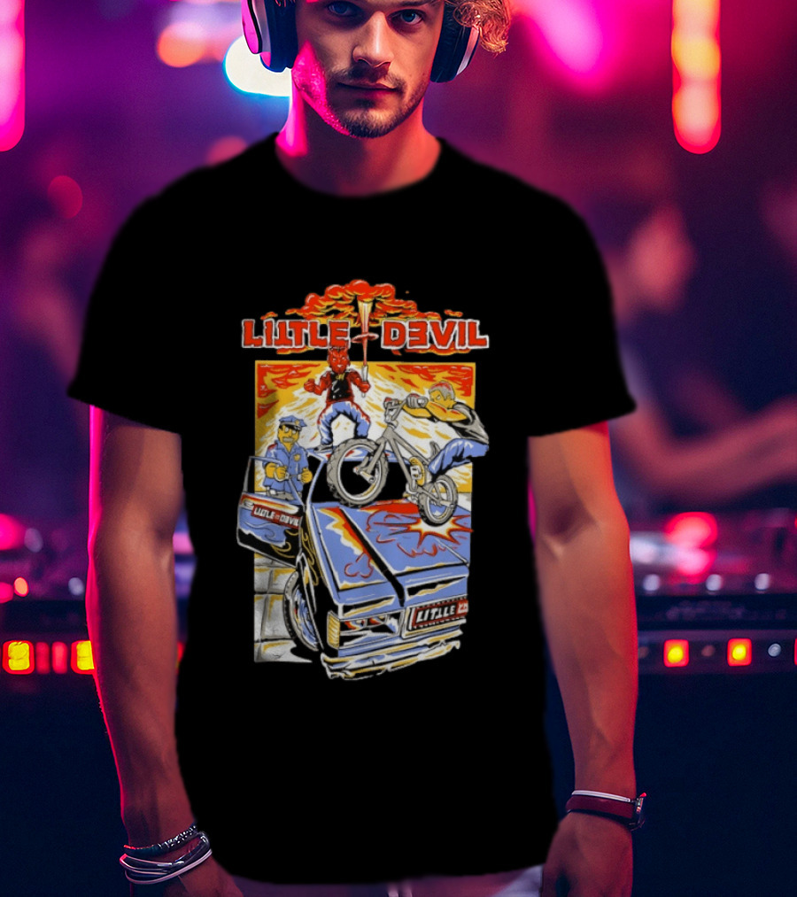 Little Devil BMX Police Chase Red Character And Van T-Shirt