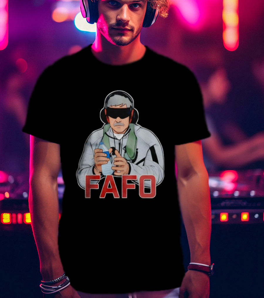 FAFO Maduro Character With Headphones And Water Bottle T-Shirt