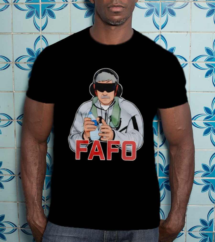 FAFO Maduro Character With Headphones And Water Bottle T-Shirt