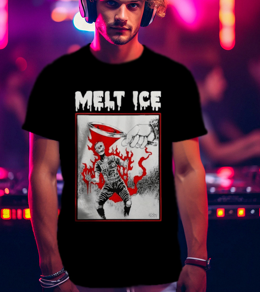 Melt Ice Skeleton Magnifying Glass Scene T-Shirt